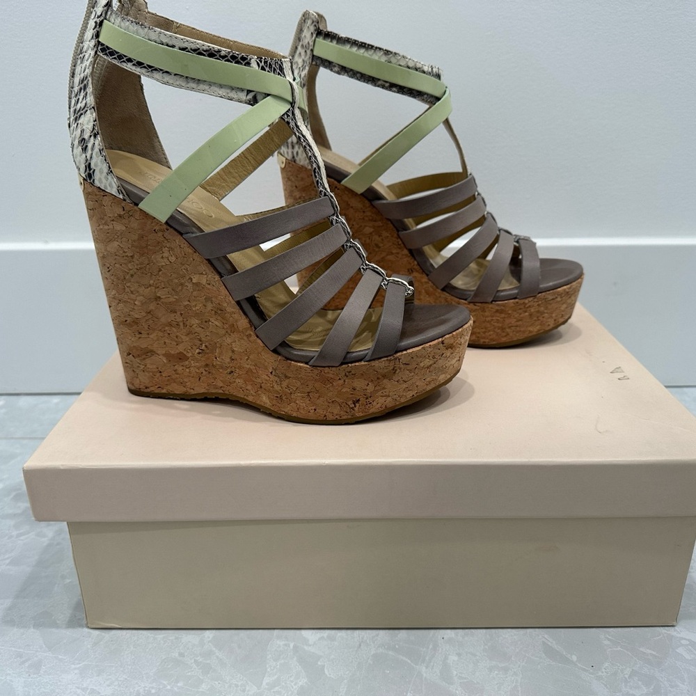 Jimmy Choo Brown and Green Wedges